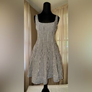 Bailey / 44 Black & White Gingham A-Line Linen Midi Dress Size 4